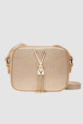 VALENTINO Złota torebka Divina Camera Bag. Żółte kopertówki damskie Valentino by Mario Valentino, bez wzorów, małe, bez dodatków. W wyprzedaży za 199.99 zł.