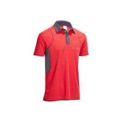 Koszulka polo jeździecka PL500 Mesh męska. Czerwone koszulki polo męskie FOUGANZA, z meshu, z krótkim rękawem. Za 79.99 zł.