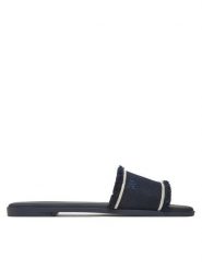 Tommy Hilfiger Klapki Fringe Canvas Flat Sandal FW0FW08908 Granatowy. Niebieskie klapki damskie Tommy Hilfiger, bez wzorów, z materiału, bez obcasa. Za 249.99 zł.