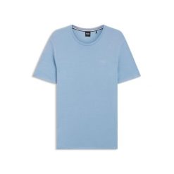 Koszulka męska z krótkim rękawem BOSS Rib AZZURRO bawełniana T-Shirt. Niebieskie t-shirty męskie Boss, m, bez wzorów, z bawełny, sportowe, bez kołnierzyka. Za 169.00 zł.