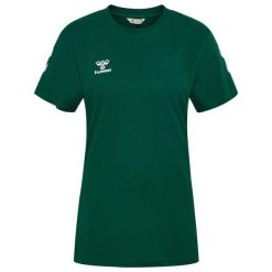 Koszulka damska Hummel Go 2.0 Chevron. Zielone koszulki sportowe damskie Hummel, bez wzorów, z bawełny, bez kołnierzyka, bez ramiączek, do piłki nożnej. Za 158.00 zł.