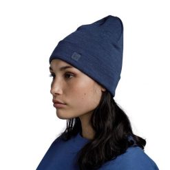 Czapka Buff Merino Heavyweight Beanie. Niebieskie czapki i kapelusze męskie Buff, na zimę, bez wzorów, z materiału. Za 129.99 zł.