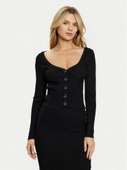 Guess Kardigan W5RR08 Z2V62 Czarny Regular Fit. Czarne kardigany damskie Guess, m, z aplikacjami, z wiskozy. Za 219.99 zł.