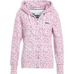 Superdry LABEL ZIPHOOD Bluza rozpinana ice marl/pink bloom. Kardigany damskie marki Superdry., z bawełny. W wyprzedaży za 350.10 zł.