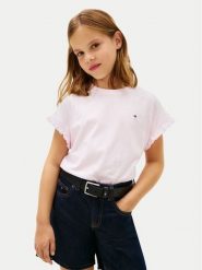 Tommy Hilfiger T-Shirt Essential KG0KG08970 Różowy jasny Relaxed Fit. Czerwone t-shirty i topy dla dziewczynek Tommy Hilfiger, bez wzorów, z bawełny, bez ramiączek. Za 89.99 zł.