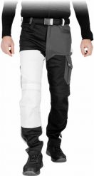 LH-ZEBRA - Męskie spodnie ochronne do pasa 9 kieszeni również na wkładki nakolannikowe wkładane od góry zapięcie na rzep uchwut na młotek lewa nogawka. Brązowe spodnie materiałowe męskie Reis, m, bez wzorów. Za 185.23 zł.