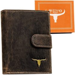 Portfel męski Buffalo Wild RM-04L-BAW brązowy. Brązowe portfele męskie BUFFALO WILD, bez wzorów, z nubiku. Za 69.99 zł.