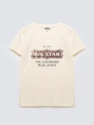 Koszulka damska z linii Authentic z logo BIG STAR perłowa Rissmelna 103. Białe t-shirty damskie Big Star, l, bez wzorów, z dzianiny, eleganckie, bez kołnierzyka. Za 99.99 zł.