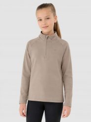 BLUZA DZIEWCZĘCA 4F Z KAPTUREM NIEROZPINANA Z NADRUKIEM. Brązowe bluzy dla dziewczynek 4f, bez wzorów, z materiału, bez ramiączek, z kapturem. Za 66.42 zł.