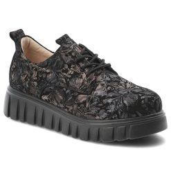 Półbuty damskie Filippo, ze skóry naturalnej kwiatowy wzór sznurowanie gruba podeszwa, czarne, DP6846/26 BK. Czarne półbuty damskie Filippo, bez wzorów, ze skóry, bez obcasa, bez zapięcia. Za 219.00 zł.