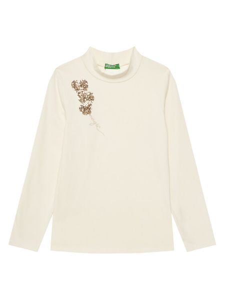 United Colors Of Benetton Golf 3Q8DC10L1 Écru Regular Fit. T-shirty i topy dla dziewczynek United Colors Of Benetton, bez wzorów, z bawełny, bez ramiączek. Za 49.99 zł.