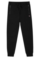 Spodnie męskie Champion Rib Cuff Pants - czarne, dopasowane, 100% bawełna. Czarne spodnie sportowe męskie Champion, m, bez wzorów, z bawełny. Za 130.99 zł.