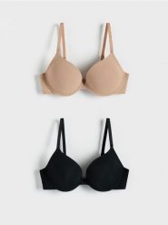Biustonosz push up 2 pack - czarny. Czarne biustonosze Reserved, bez wzorów, z dzianiny. Za 99.99 zł.