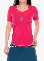 Koszulka treningowa damska Crazy Shirt Exit. Czerwone koszulki sportowe damskie CRAZY, l, bez wzorów, z materiału, bez kołnierzyka, bez ramiączek, do biegania. Za 230.99 zł.