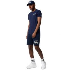 T-shirt o wąskim kroju Lonsdale Elmdon. Niebieskie t-shirty męskie Lonsdale, bez wzorów, sportowe, bez kołnierzyka. Za 120.00 zł.