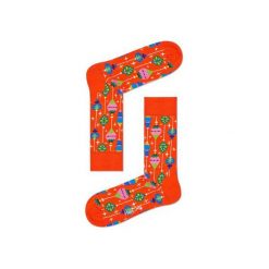 Skarpetki Happy Socks - Holiday XMAS (BAU01-4000). Pomarańczowe skarpety męskie Happy Socks, w kolorowe wzory, z bawełny. Za 34.90 zł.