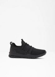 Sneakersy z miękkiego materiału. Czarne obuwie sportowe damskie bonprix, bez wzorów. Za 114.99 zł.