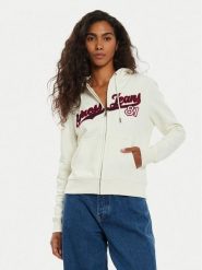 Guess Jeans Bluza W4BQ03 KC811 Écru Regular Fit. Bluzy damskie Guess Jeans, xs, z aplikacjami, z bawełny, bez kaptura. Za 339.99 zł.