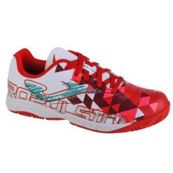 Buty halowe - halówki chłopięce, Joma Propulsion Jr 2202 IN. Białe buty sportowe chłopięce Joma, bez wzorów, bez zapięcia, do piłki nożnej. Za 89.99 zł.