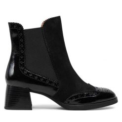 Botki Hispanitas. Czarne botki damskie Hispanitas, bez obcasa, na słupku, bez zapięcia. Za 569.99 zł.