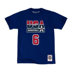 Koszulka drużyny USA Patrick Ewing. Niebieskie koszulki sportowe męskie Mitchell & Ness, bez wzorów, bez kołnierzyka, bez ramiączek, do koszykówki. Za 258.00 zł.