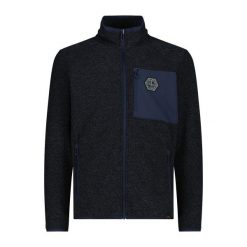 Bluza polarowa męska CMP 35H3907 Melange Knitted. Niebieskie bluzy sportowe męskie CMP, m, bez wzorów, z polaru, bez kaptura, trekkingowe. Za 309.99 zł.
