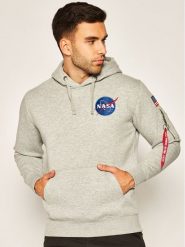 Alpha Industries Bluza Space Shuttle 178317 Szary Regular Fit. Szare bluzy męskie Alpha Industries, l, bez wzorów, z bawełny, bez kaptura. Za 229.99 zł.