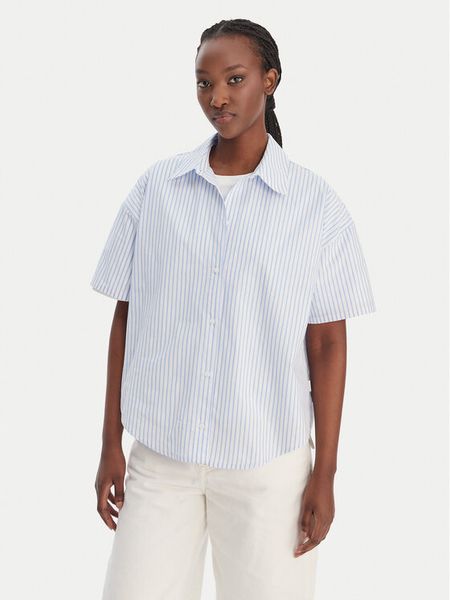 Calvin Klein Koszula LV00QS7652 Błękitny Relaxed Fit. Niebieskie bluzki damskie Calvin Klein, s, bez wzorów, z bawełny, bez kołnierzyka, bez ramiączek. Za 161.99 zł.