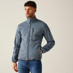 Softshell turystyczny męski Romain. Białe kurtki sportowe męskie Regatta, m, bez wzorów, z materiału, trekkingowe. W wyprzedaży za 279.99 zł.