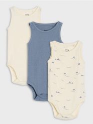 Bawełniane body bez rękawów 3 pack - kremowy. Białe body niemowlęce Sinsay, bez wzorów, z bawełny, bez ramiączek. Za 25.99 zł.