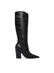 Guess Kozaki FLFNRL LEA11 Czarny. Czarne kozaki damskie Guess, ze skóry, bez obcasa, na słupku. Za 1,019.00 zł.