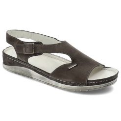 Szare Sandały Pollonus Wygodne Skórzane Buty Damskie. Szare klapki damskie Pollonus, bez wzorów, ze skóry, bez obcasa, bez zapięcia. Za 209.00 zł.