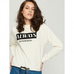 Bluza z nadrukiem - Kremowy. Białe bluzy damskie Sinsay, z nadrukiem. Za 49.99 zł.