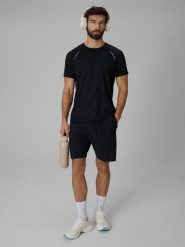 4F Koszulka do biegania szybkoschnąca męska - czarna L. Czarne koszulki sportowe męskie 4f, l, bez wzorów, z tkaniny, bez kołnierzyka. Za 129.99 zł.