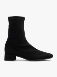 Czarne botki z tkaniny. Czarne botki damskie Brawo sp. z o.o., z tkaniny, bez obcasa, na słupku, bez zapięcia. Za 399.99 zł.