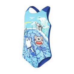 Strój pływacki jednoczęściowy dziecięcy Speedo Digital Printed Swimsuit. Niebieskie stroje kąpielowe dla dziewczynek Speedo, bez wzorów, z elastanu. Za 49.99 zł.