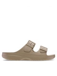 Crocs Klapki Saturday Sandal W 213586 Beżowy. Brązowe klapki damskie Crocs, bez wzorów, z tworzywa sztucznego, bez obcasa. Za 169.99 zł.
