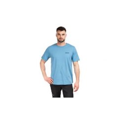 Koszulka turystyczna P-6 Logo T-Shirt. Niebieskie koszulki sportowe męskie Patagonia, m, bez wzorów, z bawełny, bez kołnierzyka, bez ramiączek, trekkingowe. Za 199.99 zł.