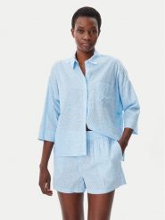 DKNY Piżama YI50046 Błękitny Regular Fit. Niebieskie piżamy damskie DKNY, xl, bez wzorów, z bawełny, bez ramiączek. Za 279.99 zł.