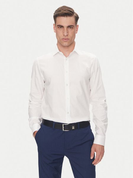 Calvin Klein Koszula LV019EU021 Biały Regular Fit. Białe koszule męskie Calvin Klein, m, bez wzorów, z bawełny, biznesowe, bez kołnierzyka, bez ramiączek. Za 229.99 zł.