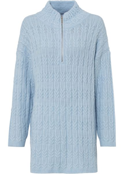 Długi sweter we wzór w warkocze. Szare swetry damskie bonprix, bez wzorów, bez kołnierzyka, bez ramiączek, długie, bez kaptura. Za 114.99 zł.