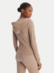 Juicy Couture Bluza Oola JCWAS126306 Beżowy Slim Fit. Brązowe bluzy damskie Juicy Couture, m, bez wzorów, z bawełny, bez kaptura. Za 419.99 zł.