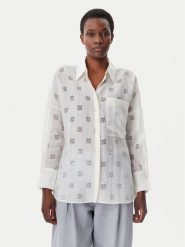 HUGO Koszula Essence 50531562 Biały Oversize. Białe bluzki damskie Hugo, bez wzorów, z syntetyku, bez kołnierzyka, bez ramiączek. Za 559.99 zł.