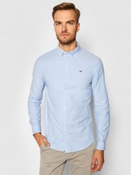 Tommy Jeans Koszula Stretch Oxford DM0DM09594 Błękitny Slim Fit. Niebieskie koszule męskie Tommy Jeans, m, bez wzorów, z bawełny, bez kołnierzyka, bez ramiączek. Za 299.99 zł.