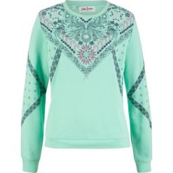 Bluza z nadrukiem bonprix zielony morski z nadrukiem. Bluzy damskie marki bonprix. Za 59.99 zł.