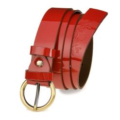 Beltimore skórzany damski pasek do spodni 3 cm czerwony A67 : Kolory - czerwony, Rozmiar pasków - r.95-110 cm. Czerwone paski damskie bez wzorów, klasyczne. Za 52.79 zł.