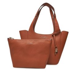 Torebka Guess. Brązowe torebki do ręki damskie Guess, z aplikacjami, klasyczne, bez dodatków. Za 439.99 zł.
