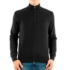 Sweter męski Lacoste AH1955 wełniany grafitowy. Szare kardigany męskie Lacoste, m, bez wzorów, z materiału, eleganckie. Za 517.00 zł.