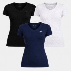 T-SHIRT DAMSKI 4F KOSZULKA SPORTOWA ZESTAW KOMPLET 3 SZTUKI S F3307 SS26. Koszulki sportowe damskie 4f, s, bez wzorów, z bawełny, bez kołnierzyka, bez ramiączek, na fitness i siłownię. Za 89.90 zł.