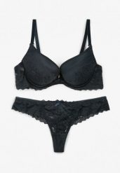 Ciemnozielony Koronkowy Komplet Bielizny Biustonosz Usztywniony Push Up i Stringi Jasminesa. Zielone stringi damskie Renee, z aplikacjami, z koronki. Za 44.99 zł.